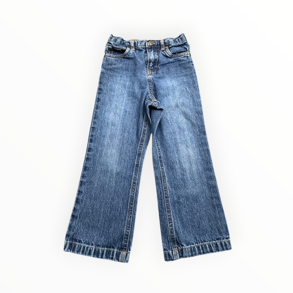 Cherokee Jeans Girls 3T Blue Denim Floral Embroidered Elastic Back Straight Leg